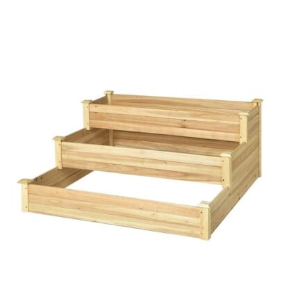 48 in. Natural Fir Wood 3-Tier Raised Garden Bed Planter Kit for Flower Vegetable Herb